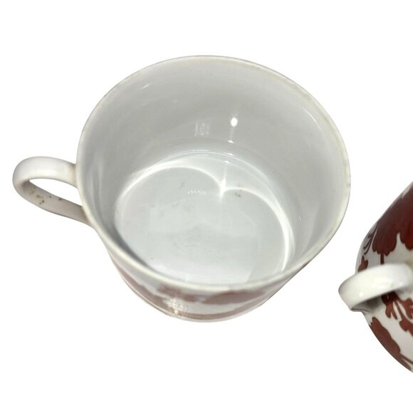 Fitz and Floyd Temple Dragon Porcelain Cups Set Red White Vintage Design JE116 - Picture 6 of 8